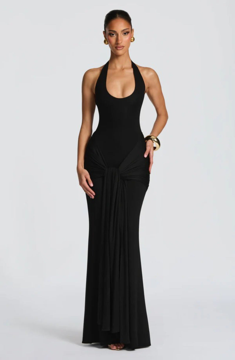 U-Neck Ribbon Bodycon Dress