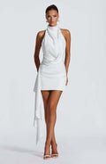 Classy Satin Halter Backless Dress