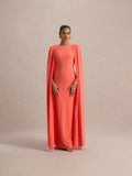 Pleated Round Neck Long Dress