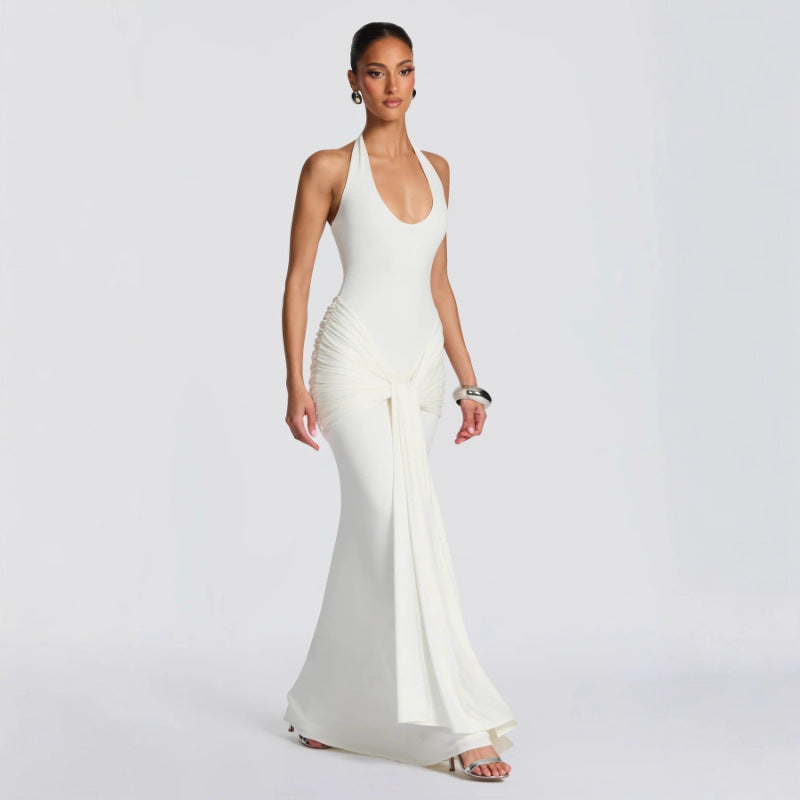 U-Neck Ribbon Bodycon Dress