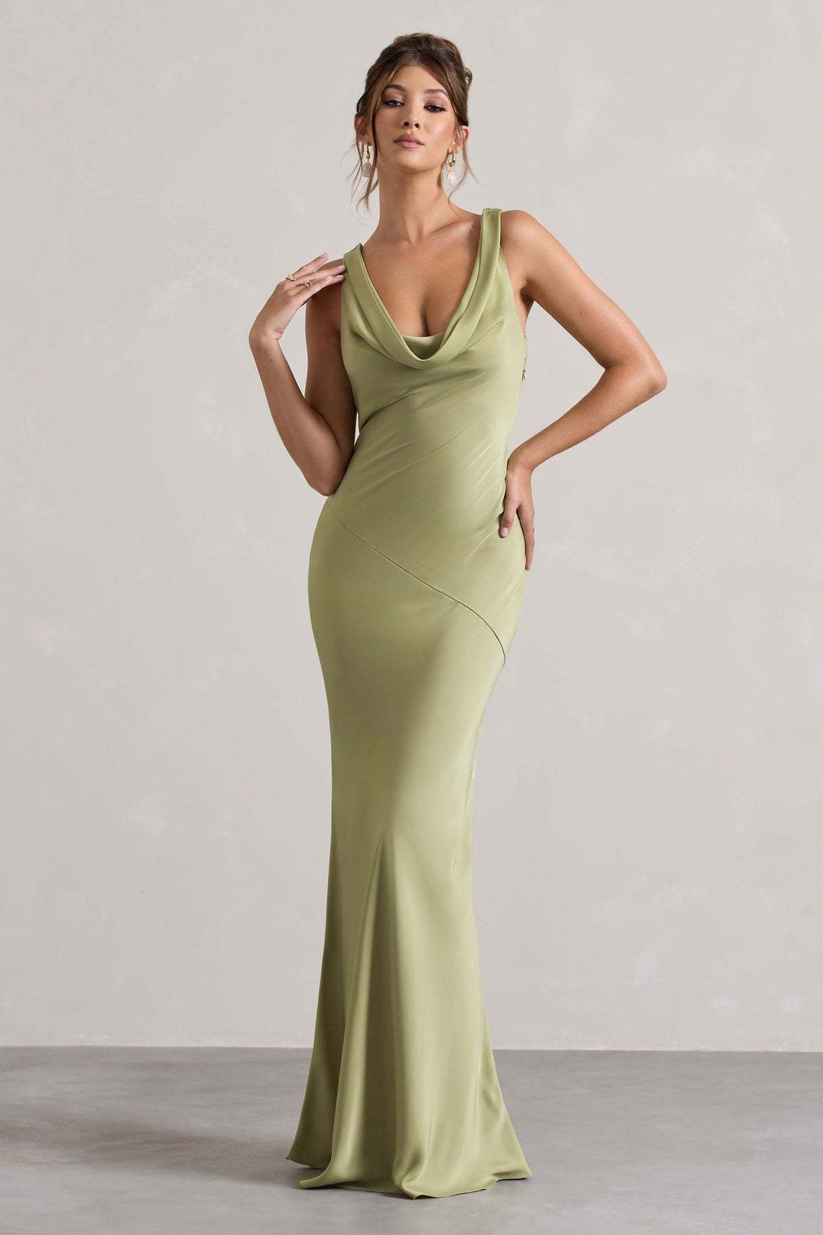 Elegant Satin Fishtail Backless Dress