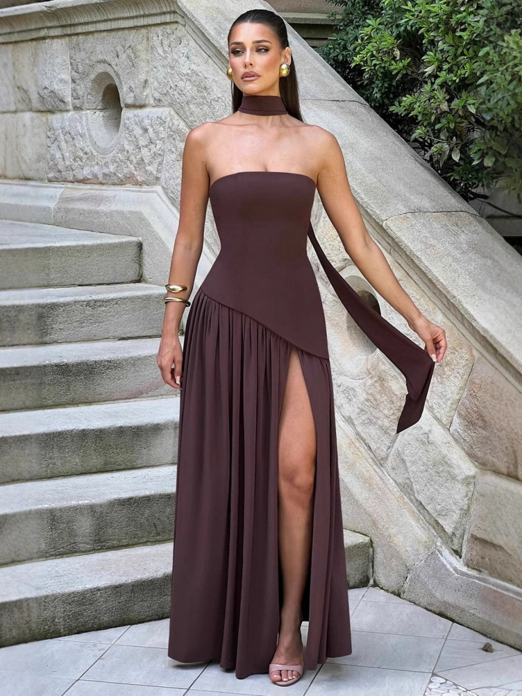 Sexy Tube Top Split Hem Dress